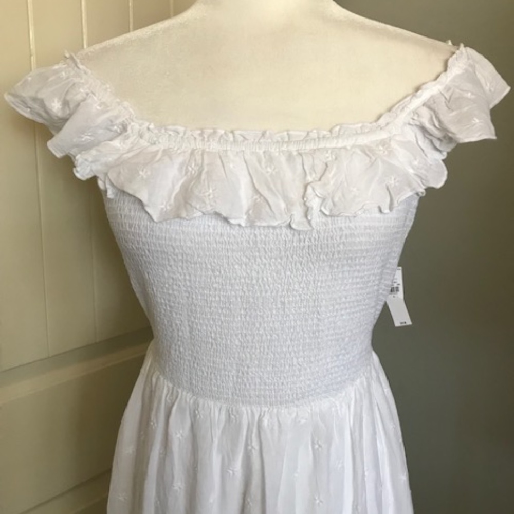 Old Navy Women's Soft Cotton/Rayon Poly Lined Summer White Maxi Dress Size Small
